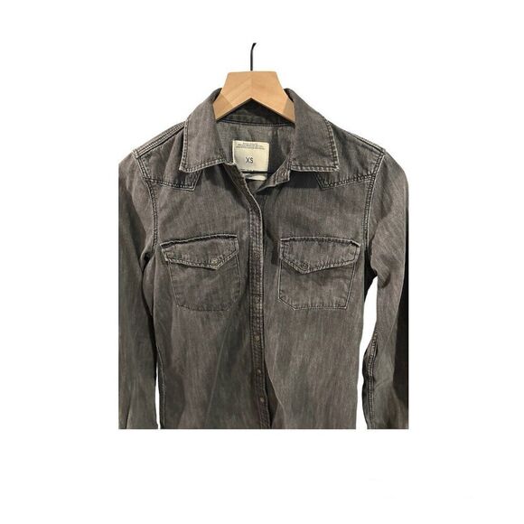 Zara Denim Black Snap Button Down Size XS - Picture 4 of 4